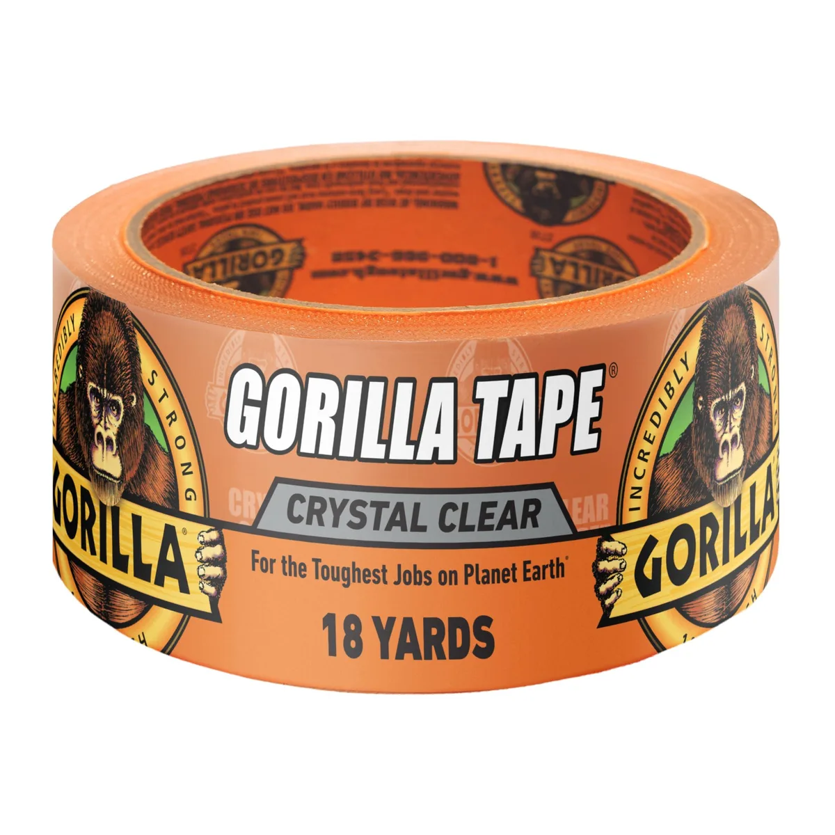 Clear tape roll on white dispenser, 1.88 inches wide
