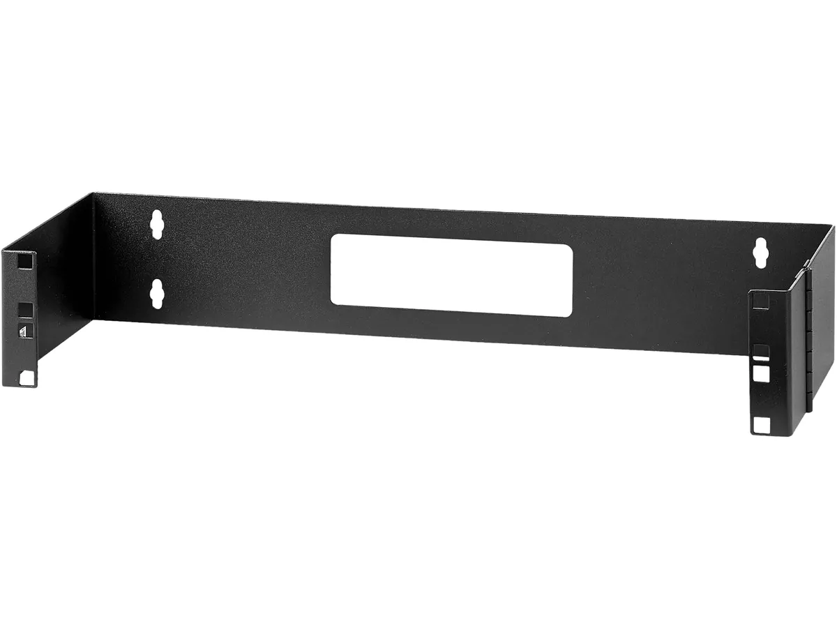 Black 2U hinged wall mount bracket open frame 19 inch rack mount