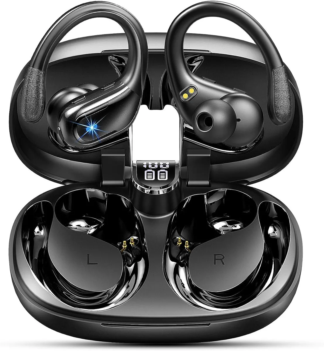 AUTYUE AUTYUE True Wireless Earbuds Bluetooth 5.3 90H IP7 Earhooks Black — product photo