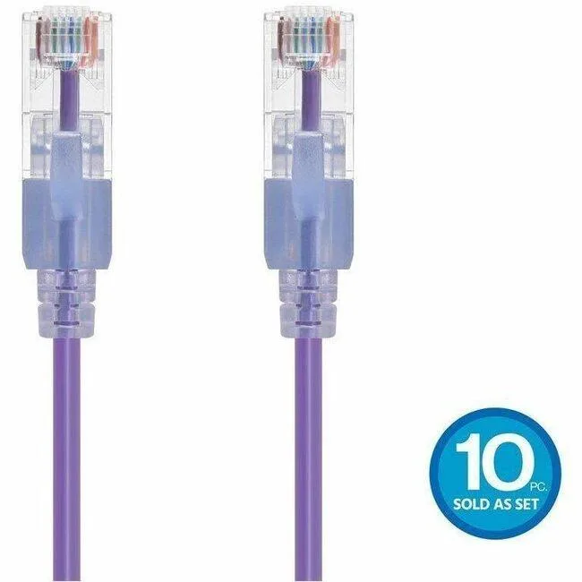 Monoprice Inc. Monoprice Inc. 116328 Cat6A SlimRun Ethernet Cable 7 ft Black 10 Pack 30AWG — product photo