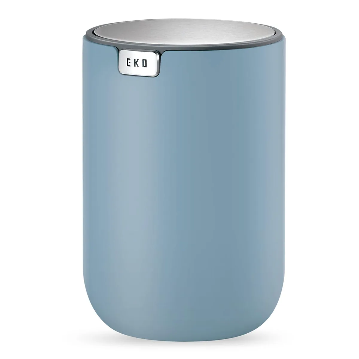 Blue cylindrical mini bin with swing lid, 12 pack