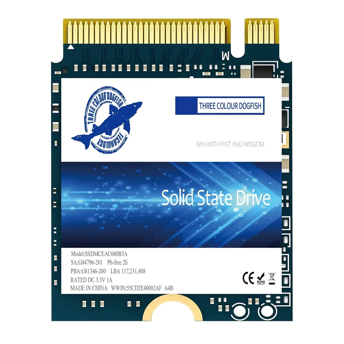 THREE COLOUR DOGFISH THREE COLOUR DOGFISH M.2 2230 256GB NVMe 2 in 1 accessory — product photo