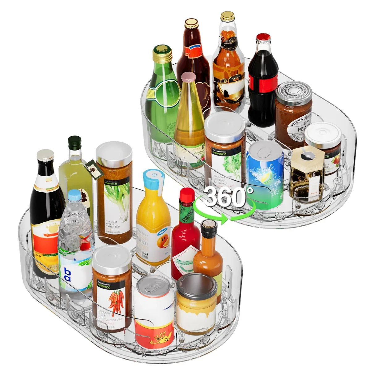 Clear rectangular acrylic turntable with finger-toggle gear, 13.5 by 8.5 inches