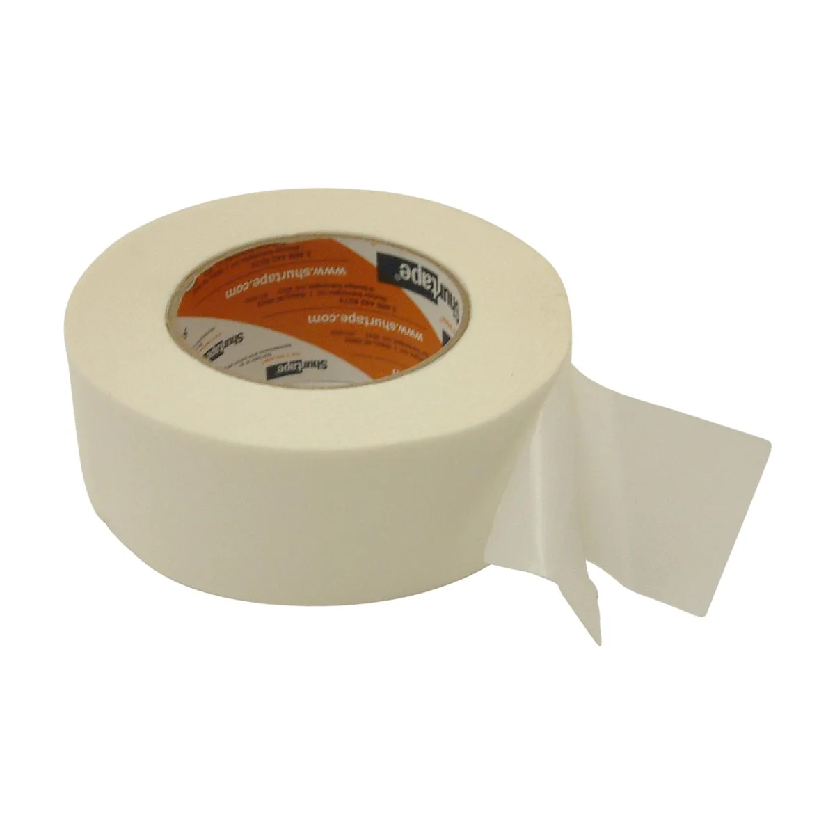 White double-sided tissue tape roll on 3 inch core