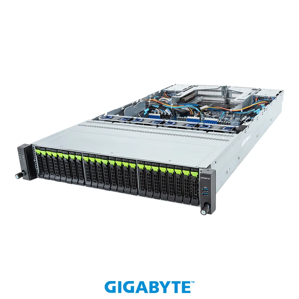 GIGABYTE GIGABYTE R283-Z96-AAJ1 barebone server 2U 24-bay NVMe 4-bay SATA/SAS dual EPYC 9005/9004 — product photo