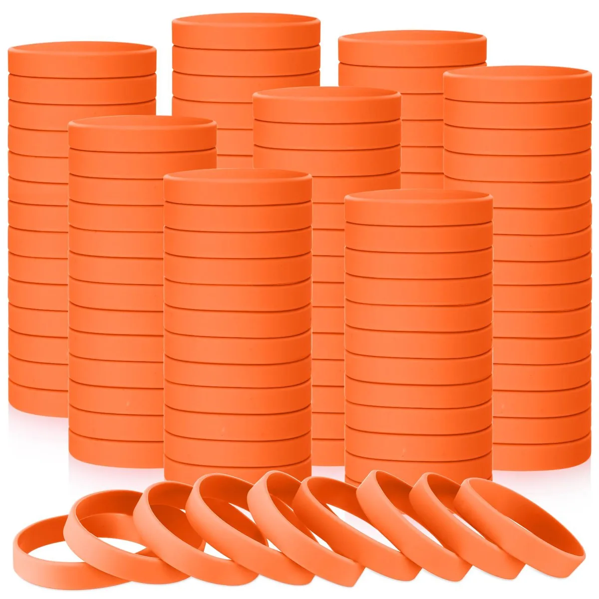  Evening Crystals IAN-Liliful-539 Silicone Bracelet 100 Pcs 7.95 inches Orange — product photo