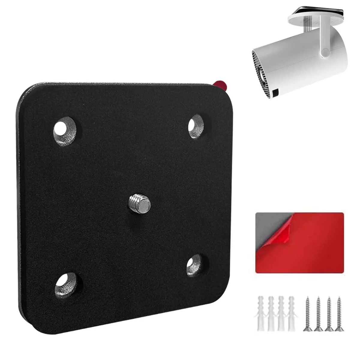 Silver aluminium wall bracket with adhesive strip and screw holes, 180-degree swivel for HY300 PRO projector