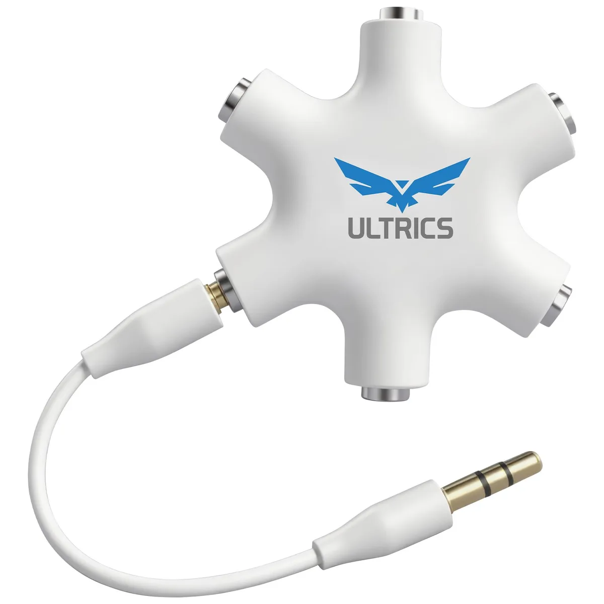  ULTRICS UT-0003-5IN1W 5-way 3.5mm headphone splitter white — product photo