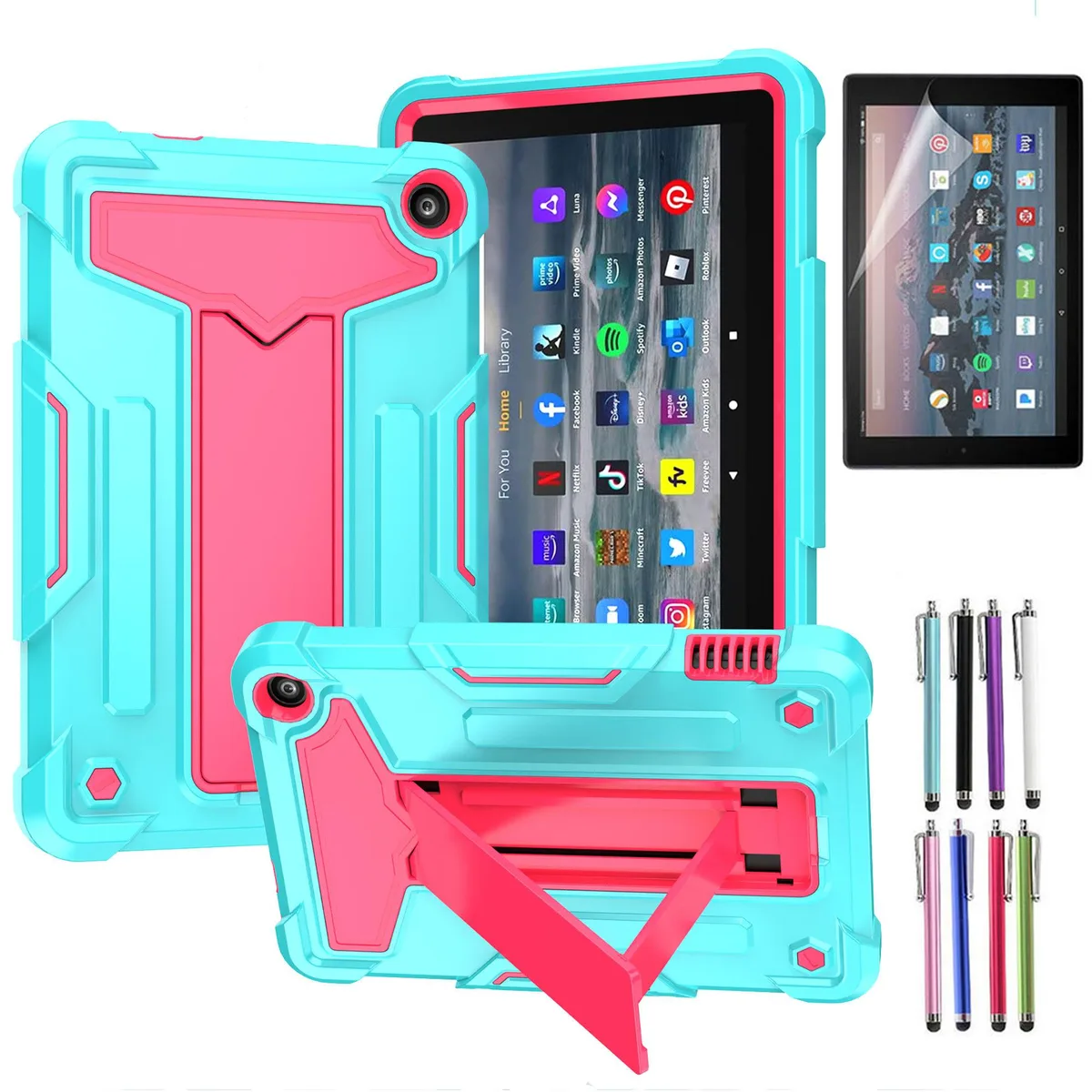 anicestore anicestore Teal/Pink protection case for Amazon Fire 7 12th Gen 2022 — product photo