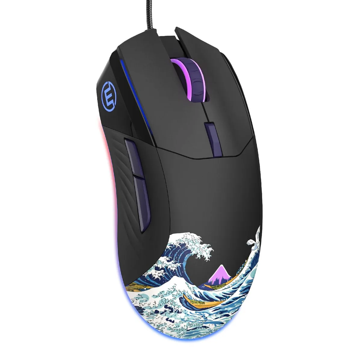 costom costom G705 USB Wired Gaming Mouse 12000 DPI 7 Buttons Black Kanagawa Theme — product photo