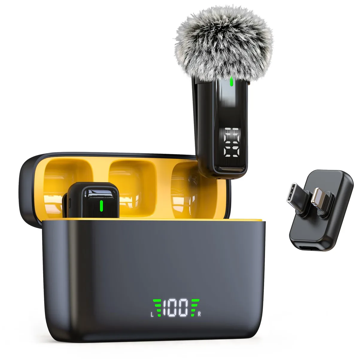  NPTCL K1 2-in-1 Wireless Lavalier Microphone Black — product photo