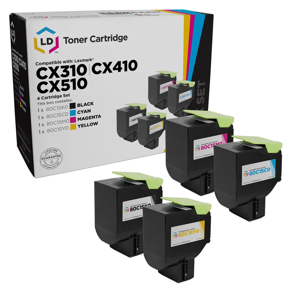 LD Products LD Products Remanufactured Toner Cartridge 4-Pack for Lexmark 801S — product photo
