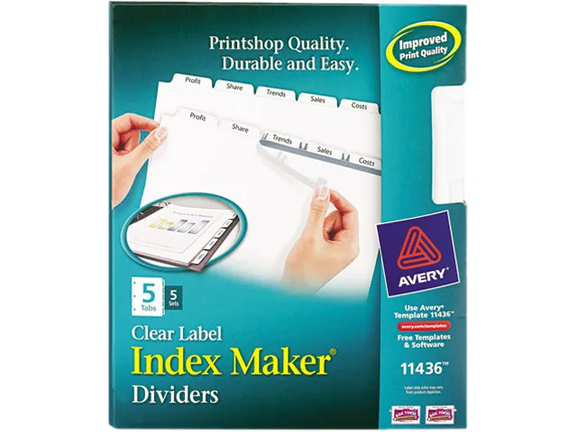 Avery Avery 11436 Index Dividers 5 White Tabs 5 Sets 11" x 8-1/2 — product photo