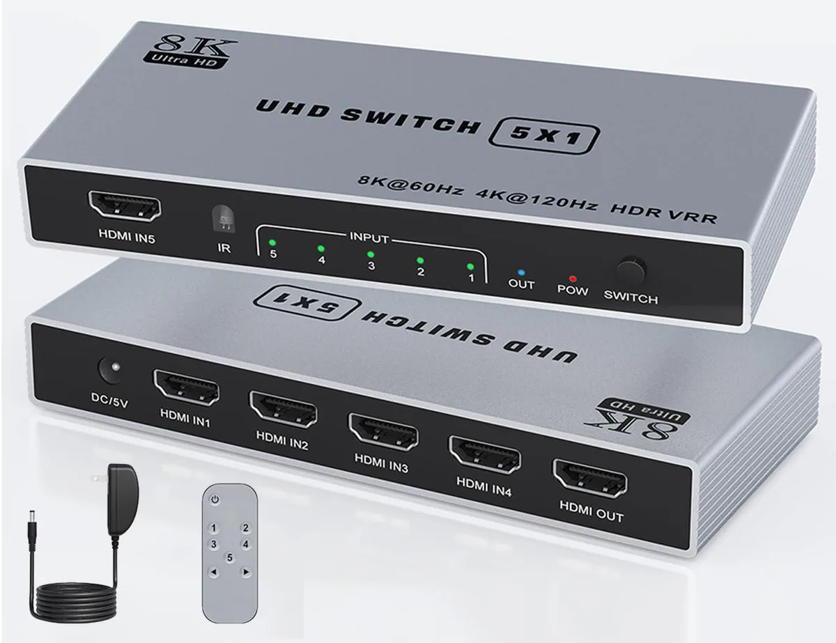BUCIER BUCIER HDMI501-8K-02-C 5 in 1 Out HDMI 2.1 Switch — product photo