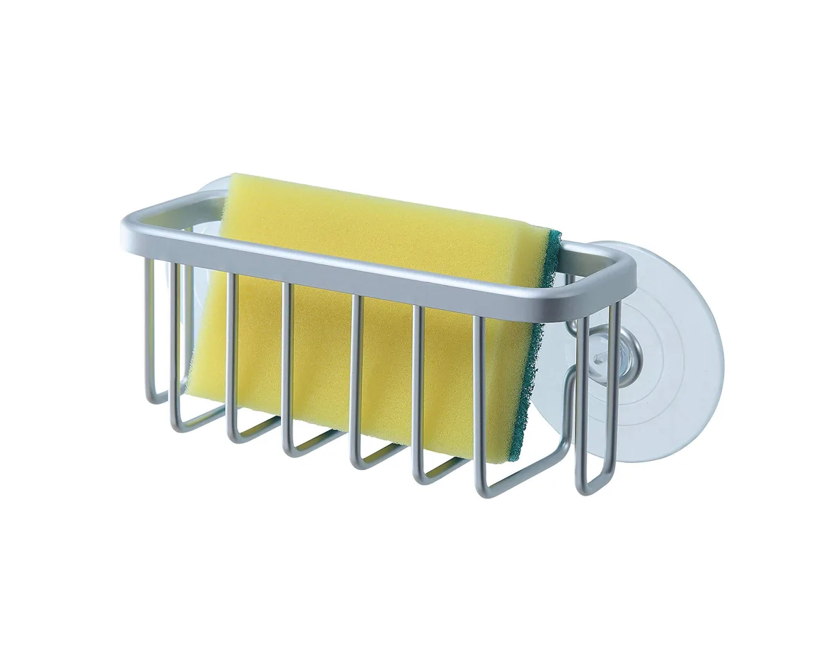 NeverRust Kitchen Sink Suction Holder, Aluminum, Mat Silver, 6"L x 2.36"W x 2.56"H — product photo