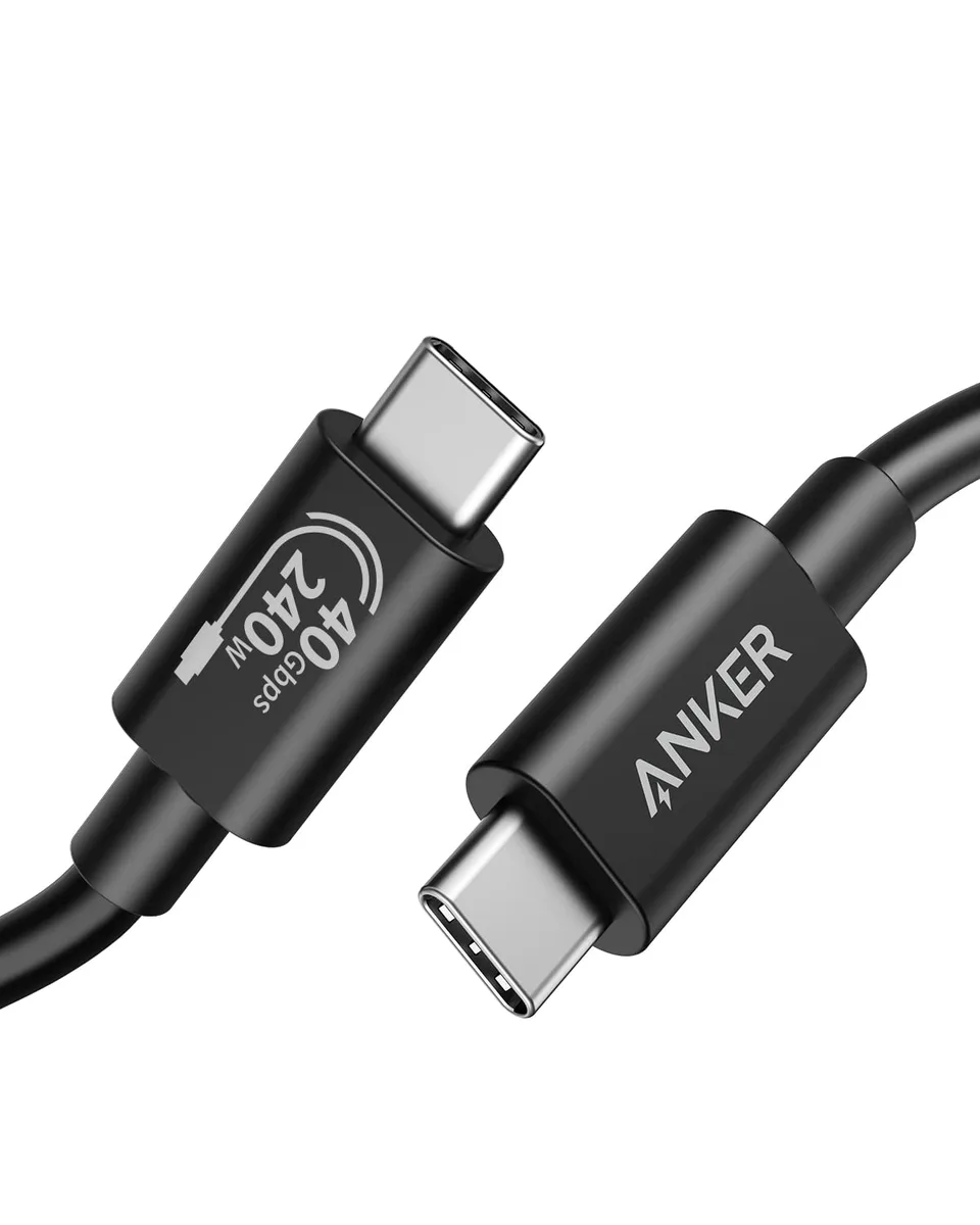 Black USB-C to USB-C cable, 3.3ft, male connectors on both ends