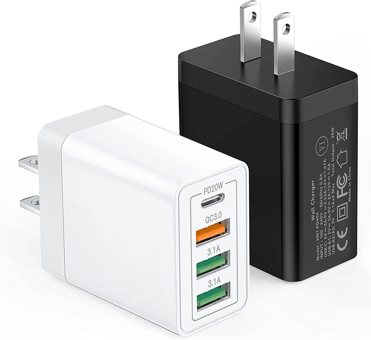 Corn Electronics Corn Electronics 2-Pack 35W 4-Port USB-C Charger Black White — product photo
