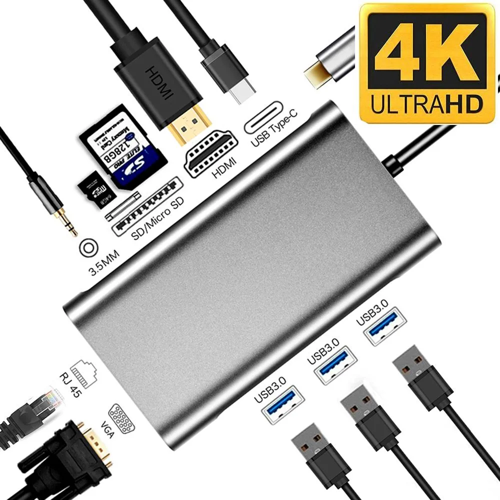 WRIARICH WRIARICH 10-in-1 USB C Hub Black usb display adapter — product photo