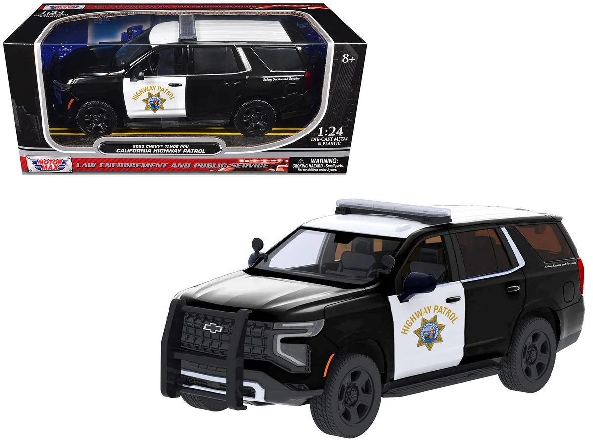 MOTORMAX MOTORMAX 2025 Chevrolet Tahoe Police Pursuit California Highway Patrol 1/24 Diecast — product photo