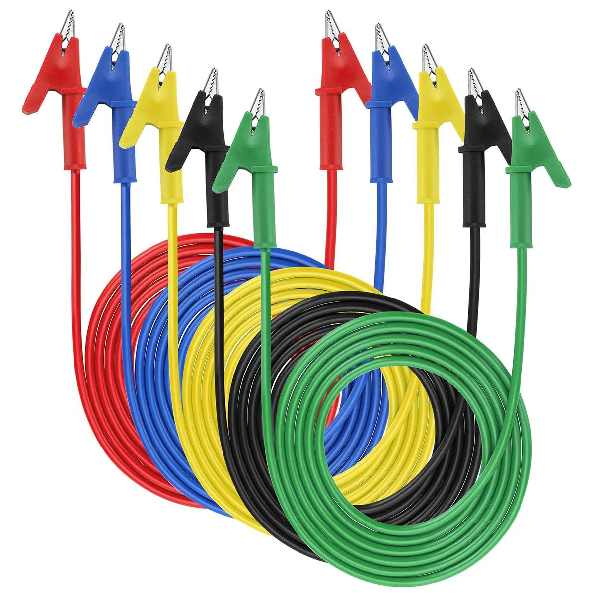 KEHIPI KEHIPI 5Pcs Dual Ended Alligator to Alligator Clips 15A 1500V 9.84ft 5 Colors — product photo