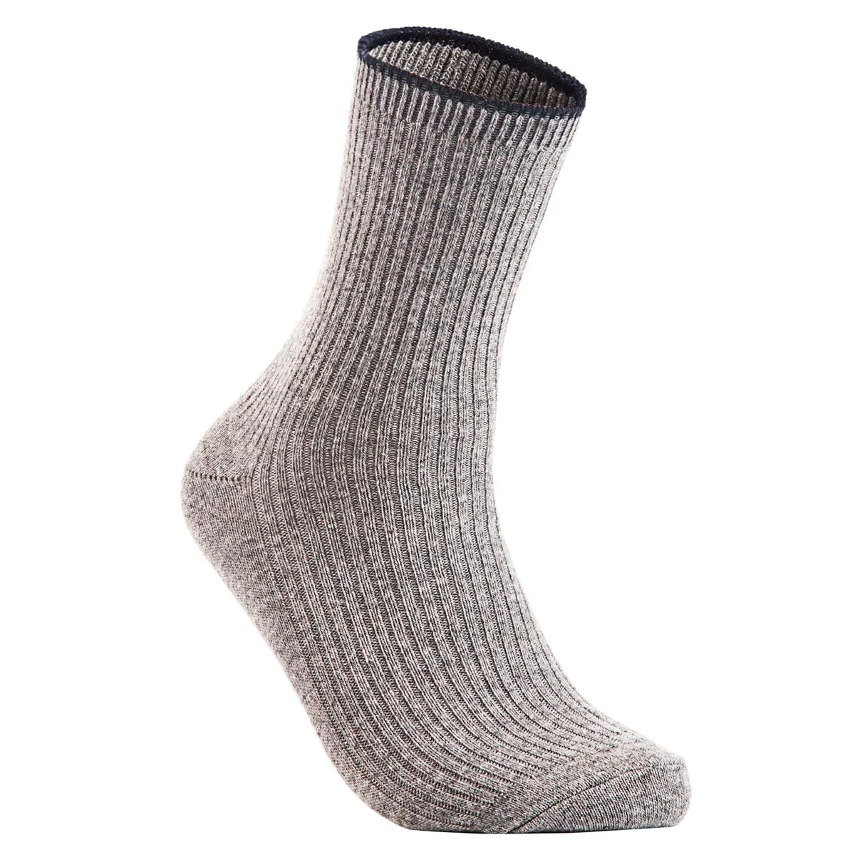 Gray wool crew socks, folded pair, soft textured finish