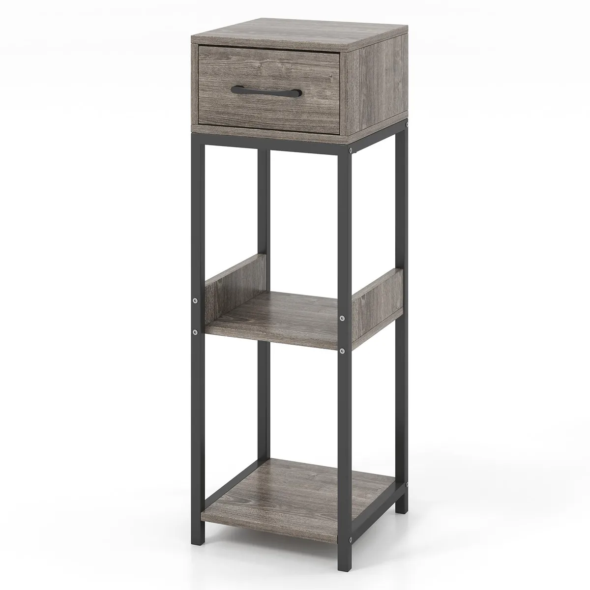 SlickBlue SlickBlue 3-Tier Plant Stand with Drawer Grey 12x12x36in — product photo