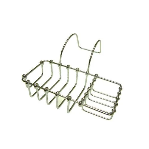 Polished chrome clawfoot tub soap sponge holder with two separate trays