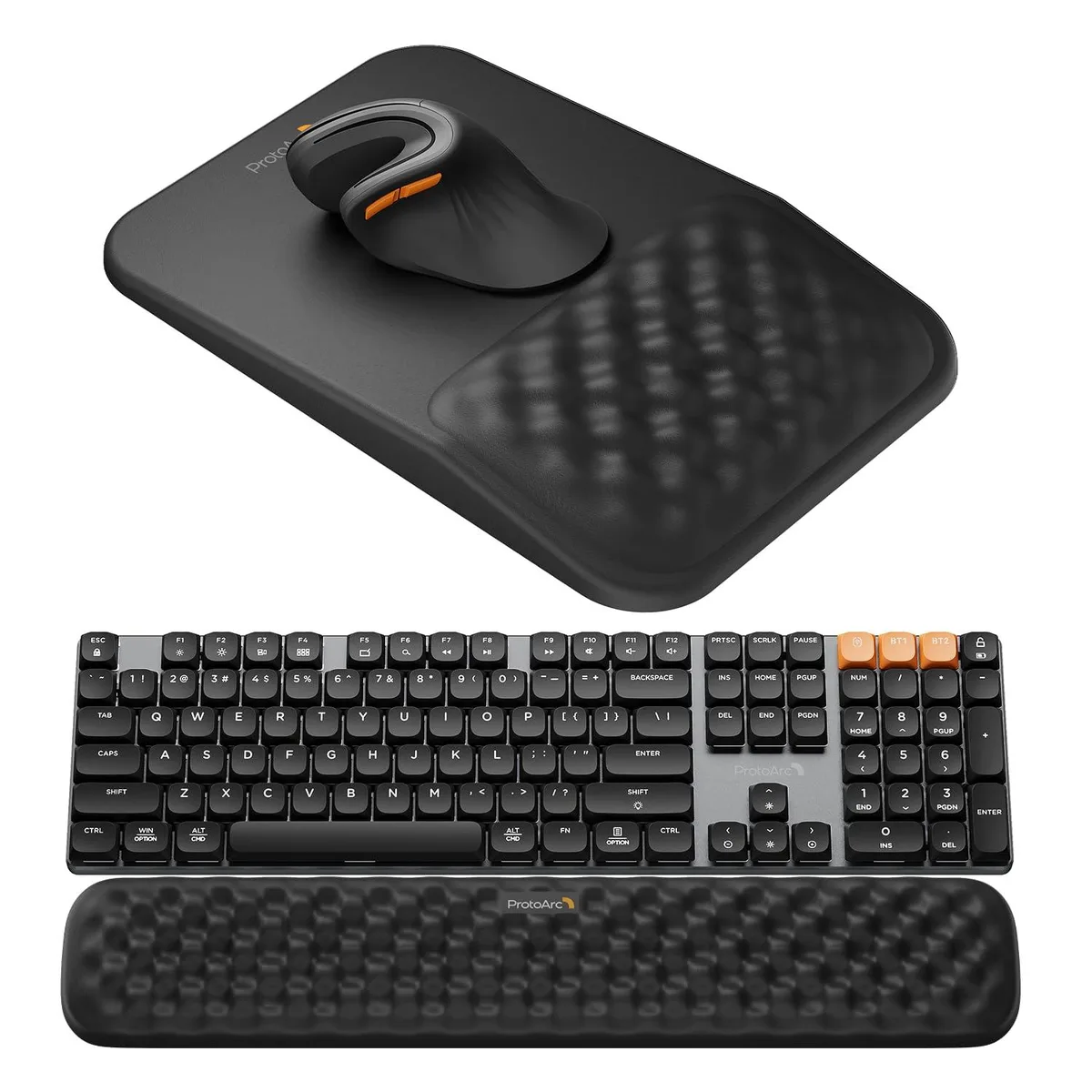  ProtoArc KMP50 Ergonomic Mouse Pad &amp; Keyboard Wrist Rest Set, PU Leather, Black — product photo