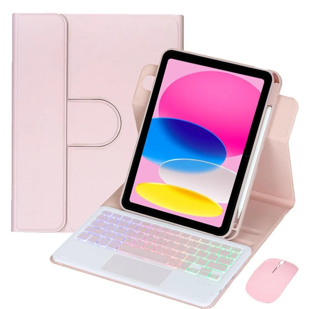 Timoom Timoom 11" Rainbow Backlit Keyboard Case Pink 360° iPad A16 2025/11th Gen — product photo