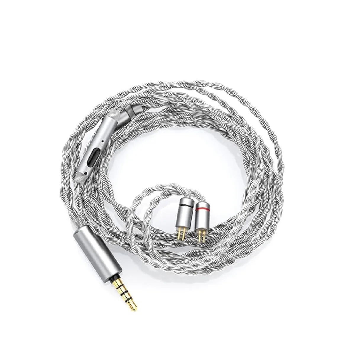 Moondrop MC2 silver-plated copper cable with inline microphone and 0.78mm 2-pin connectors