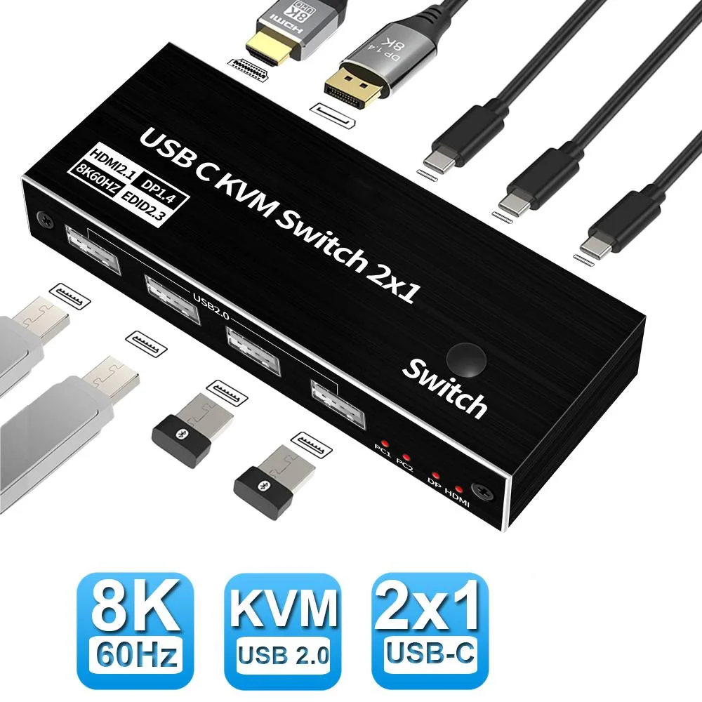 LUOM LUOM OZK5 2-Port USB-C 8K KVM Switch — product photo