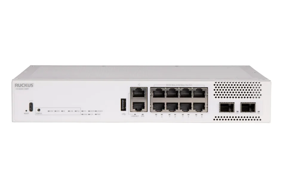 RUCKUS WIRELESS RUCKUS WIRELESS ICX8200-C08PF network switch 8x10/100/1000 PoE+ 2x10G SFP+ 124W — product photo