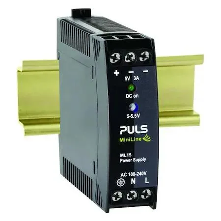 PULS Power PULS ML15.051 100-240V AC 5-5.5V DC 15W 3A DIN Rail line protection — product photo