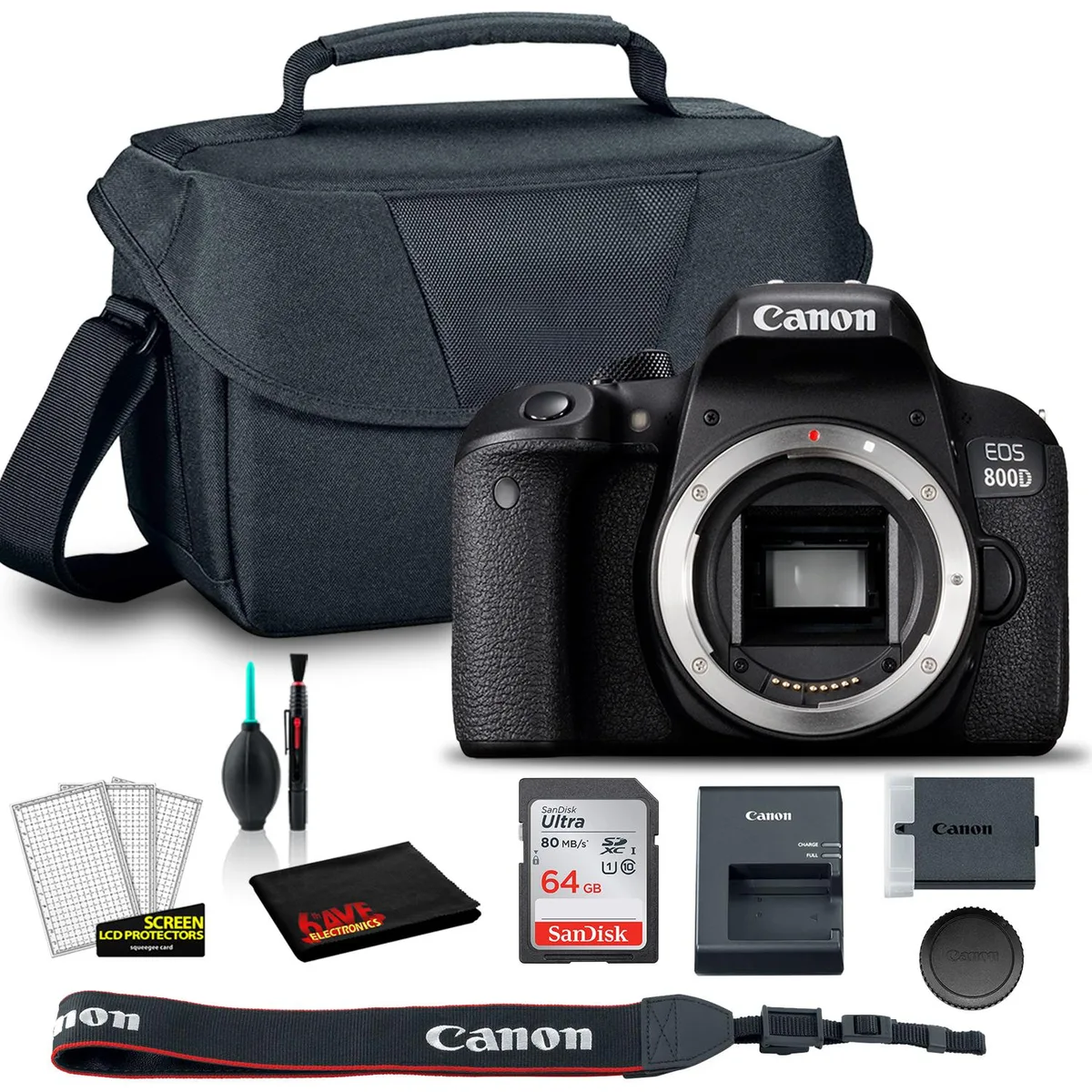 Canon Canon EOS 800D DSLR Camera Body Only + EOS Bag + 64GB Card + Care Set — product photo