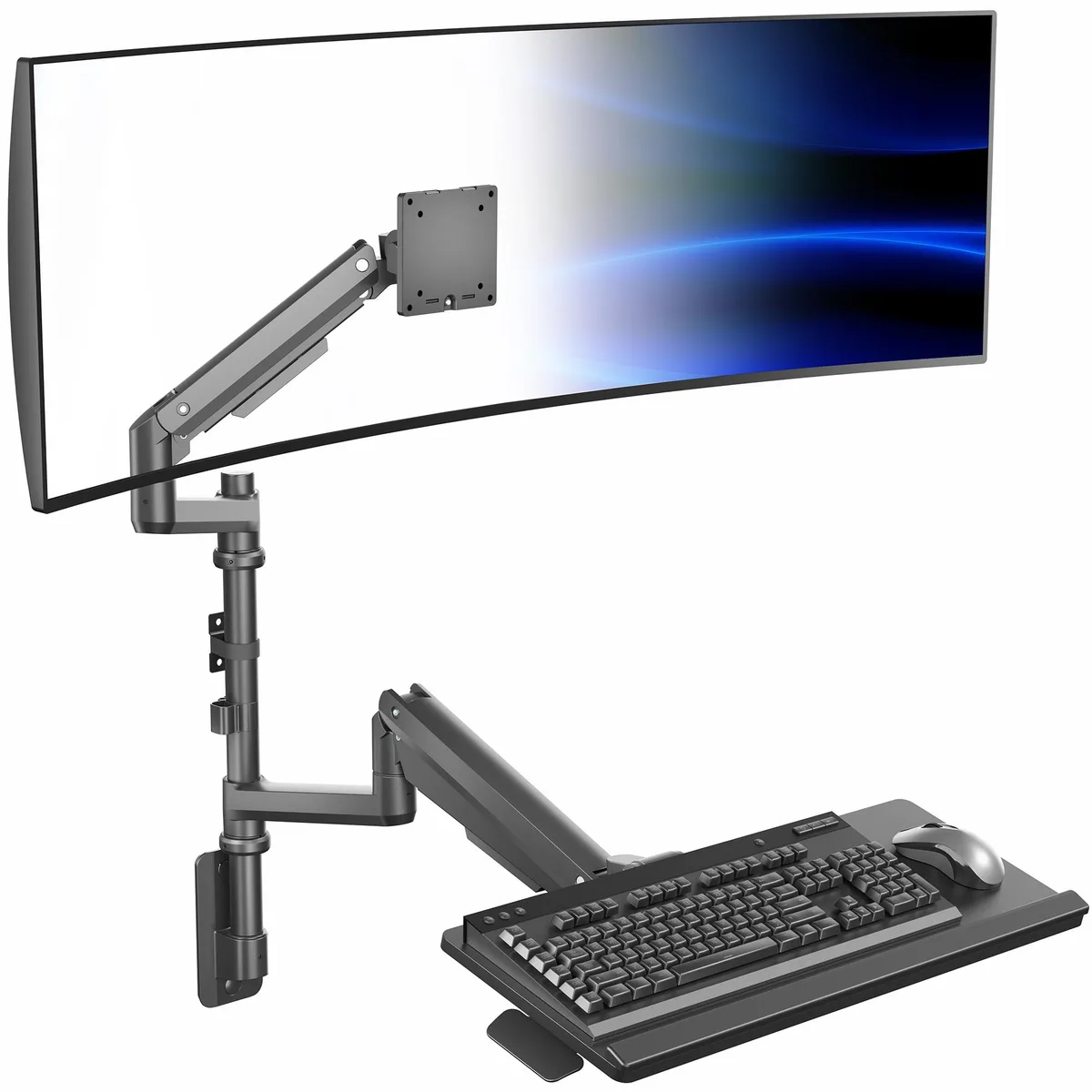 VIVO VIVO Pneumatic Ultrawide Monitor Wall Mount + Keyboard Tray 49 — product photo