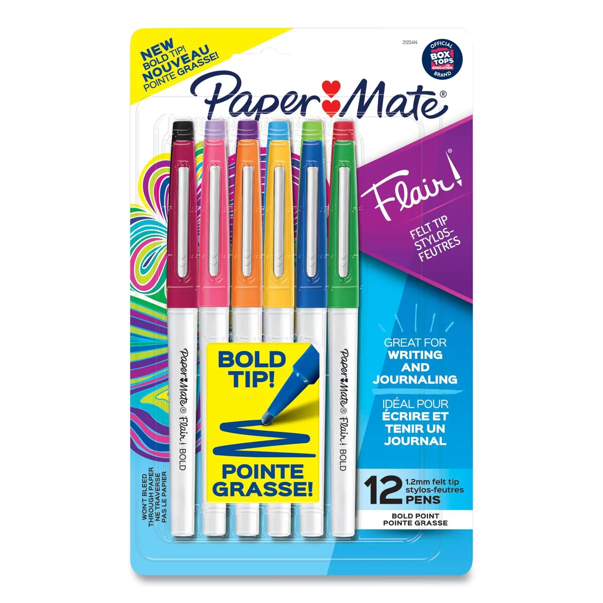 Newell Rubbermaid Newell Rubbermaid Flair Felt Tip Pen Bold 1.2 mm Assorted 12 Pack 2125414 — product photo