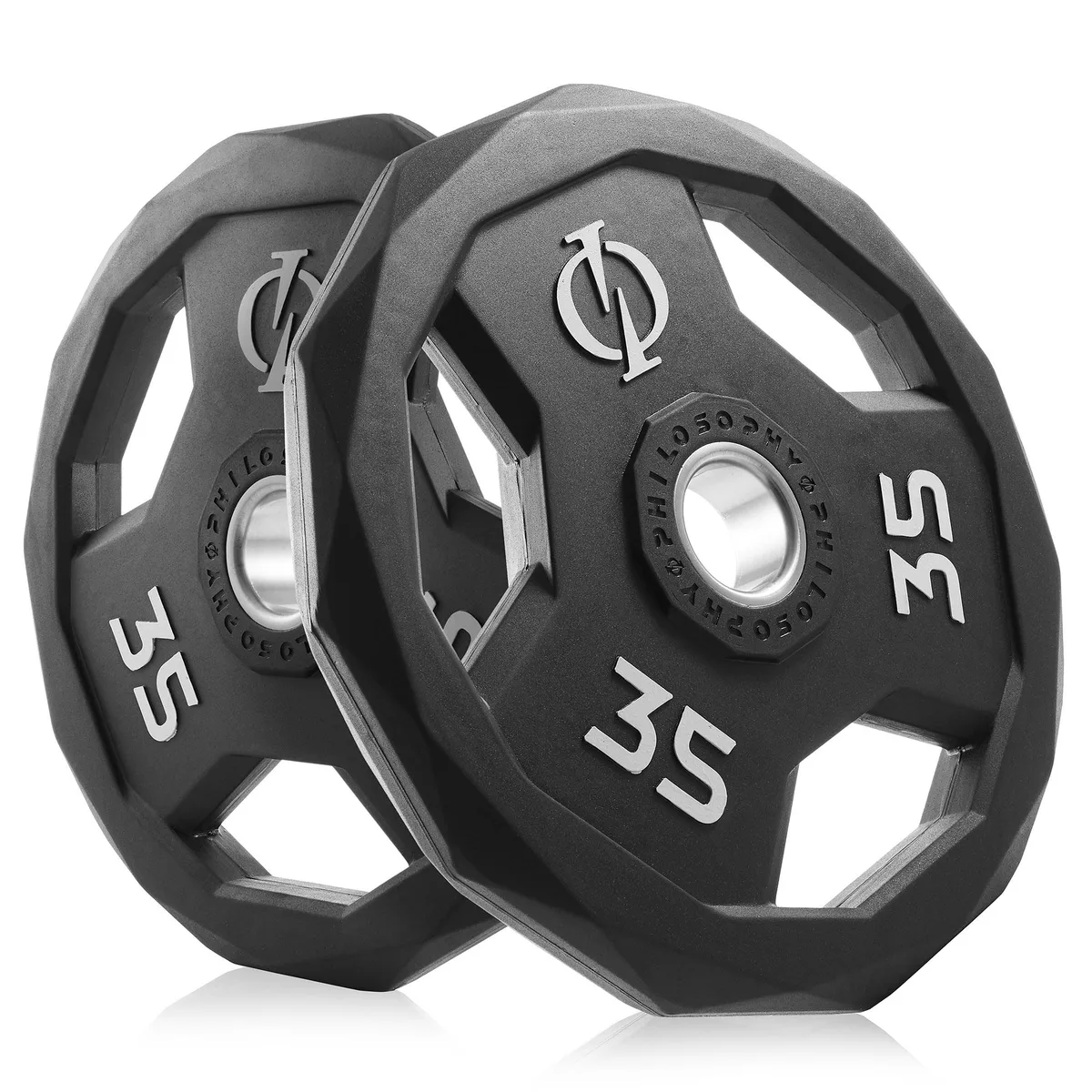 Philosophy Gym Philosophy Gym 35 lb Rubber Coated Olympic Grip Weight Plates Pair — product photo