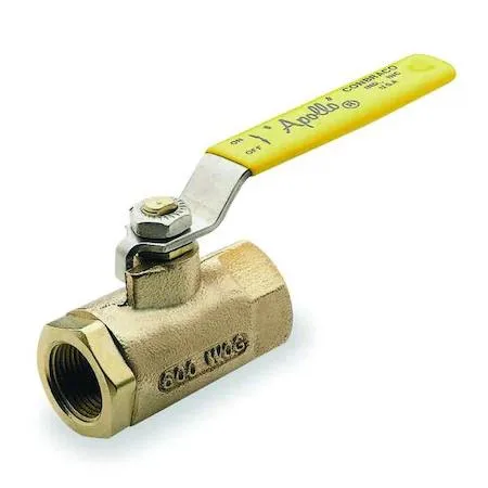 Bronze inline ball valve, quarter-inch FNPT, lever handle