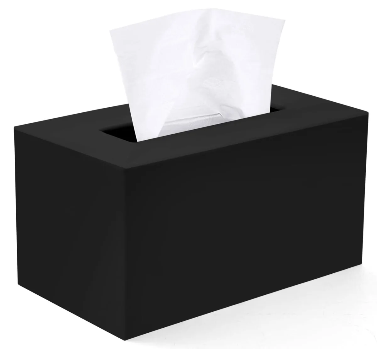 Black rectangular acrylic tissue box cover 9.5 x 5.5 x 5 inches