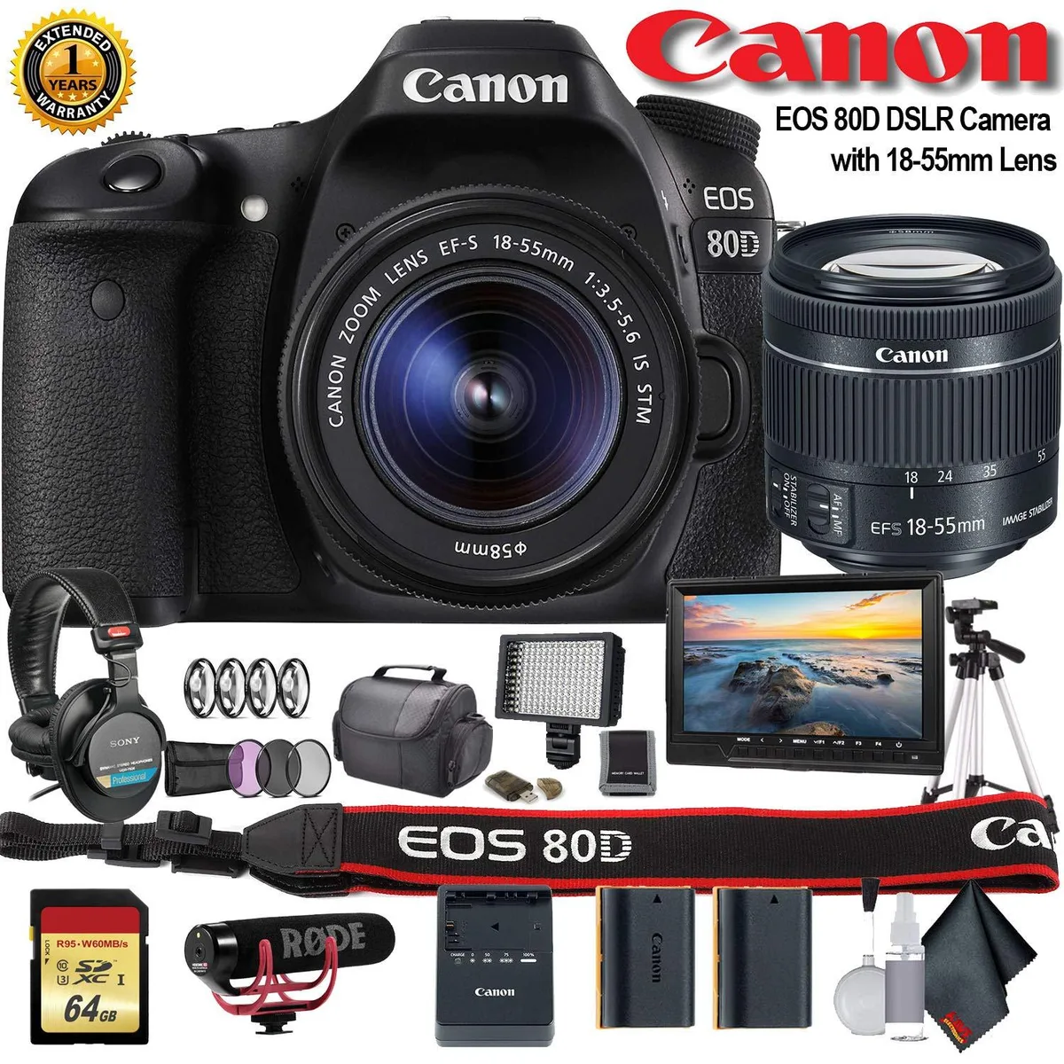 Canon International Canon International EOS 80D DSLR Camera 18-55mm Professional Bundle — product photo