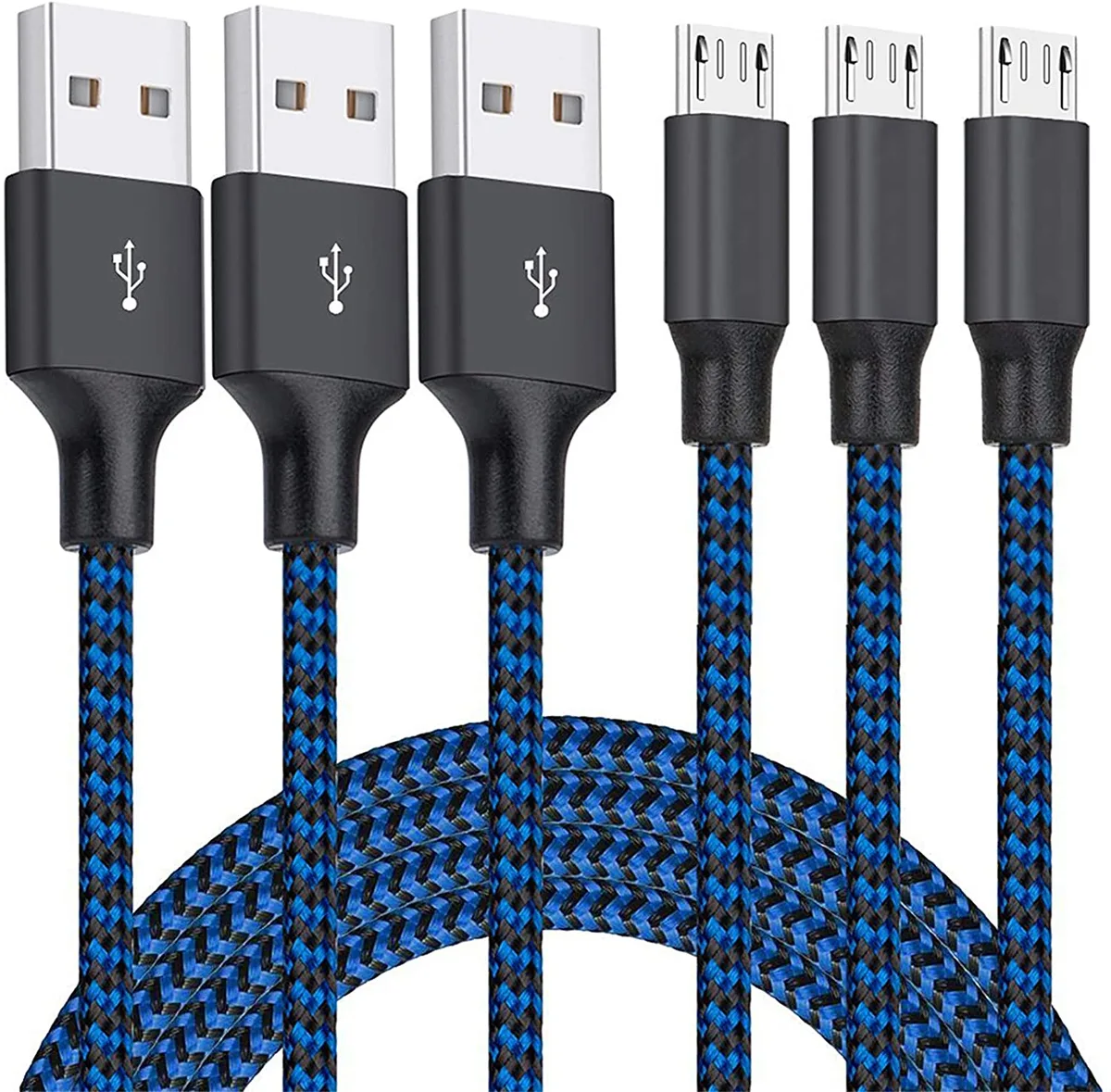 IHDAPP IHDAPP Micro USB Cable 10ft 3 Pack Blue Braided — product photo