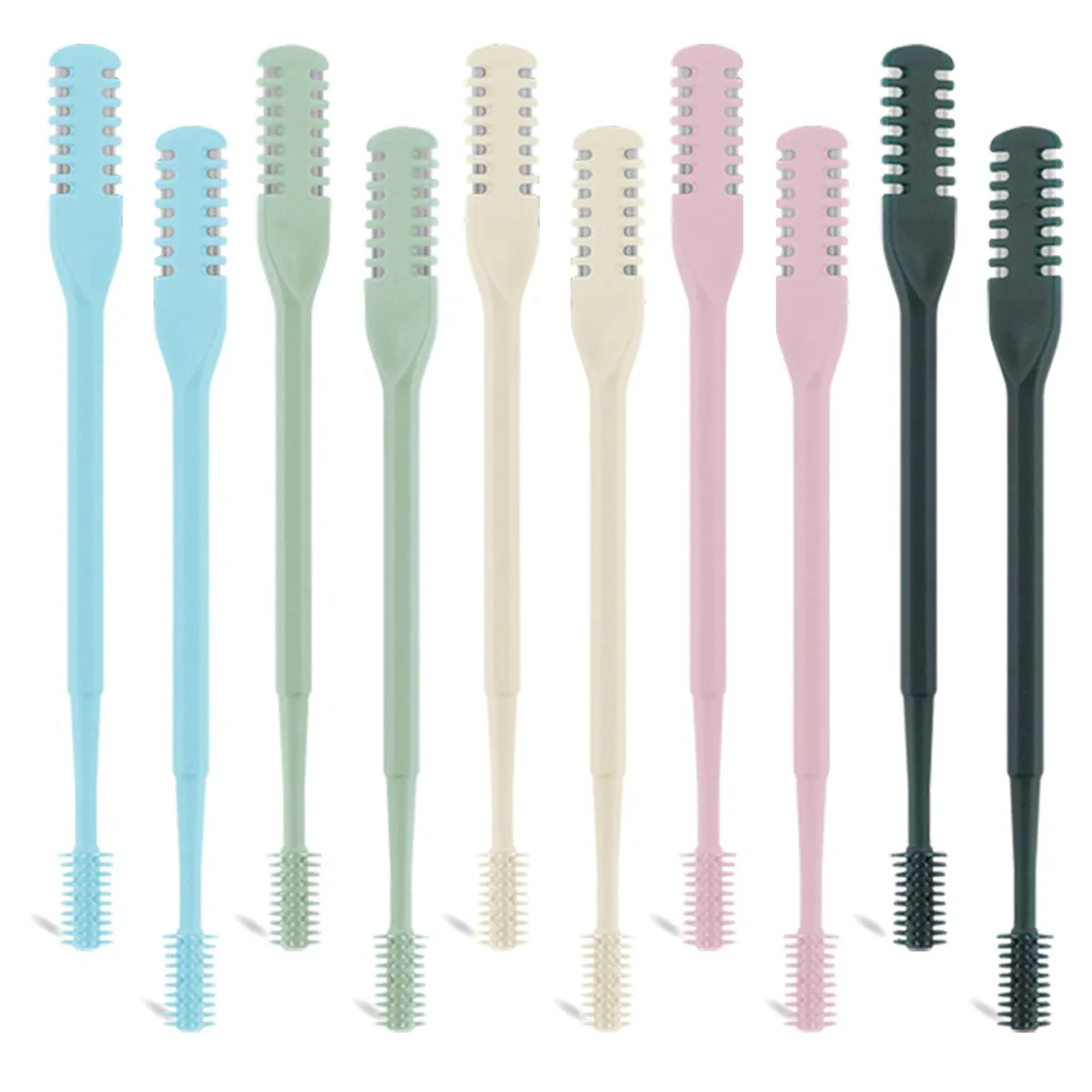 Ten black manual nose hair trimmers with double-sided rotating heads