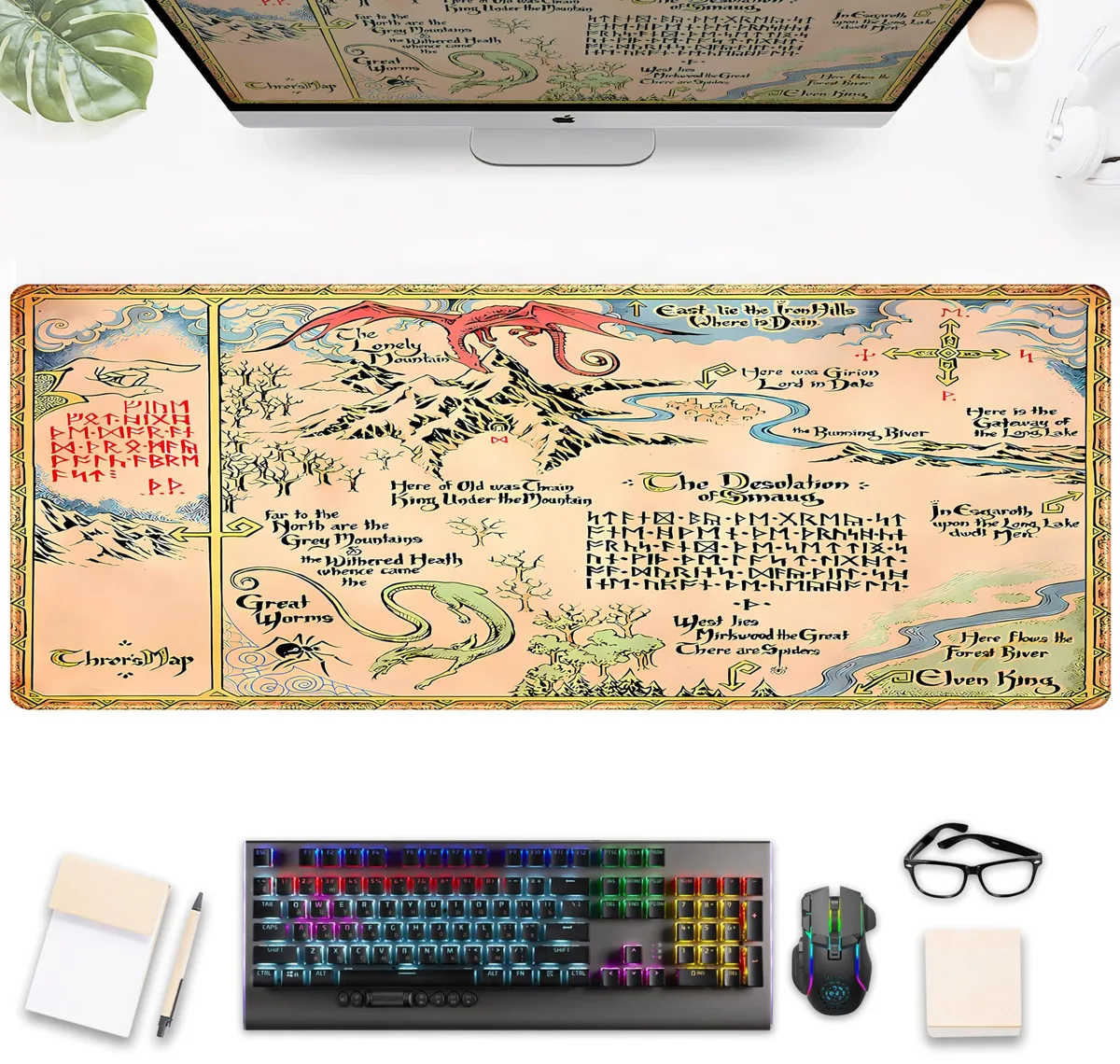 KEHIPI KEHIPI Green Leaves Desk Mat 31.5x15.75 in — product photo