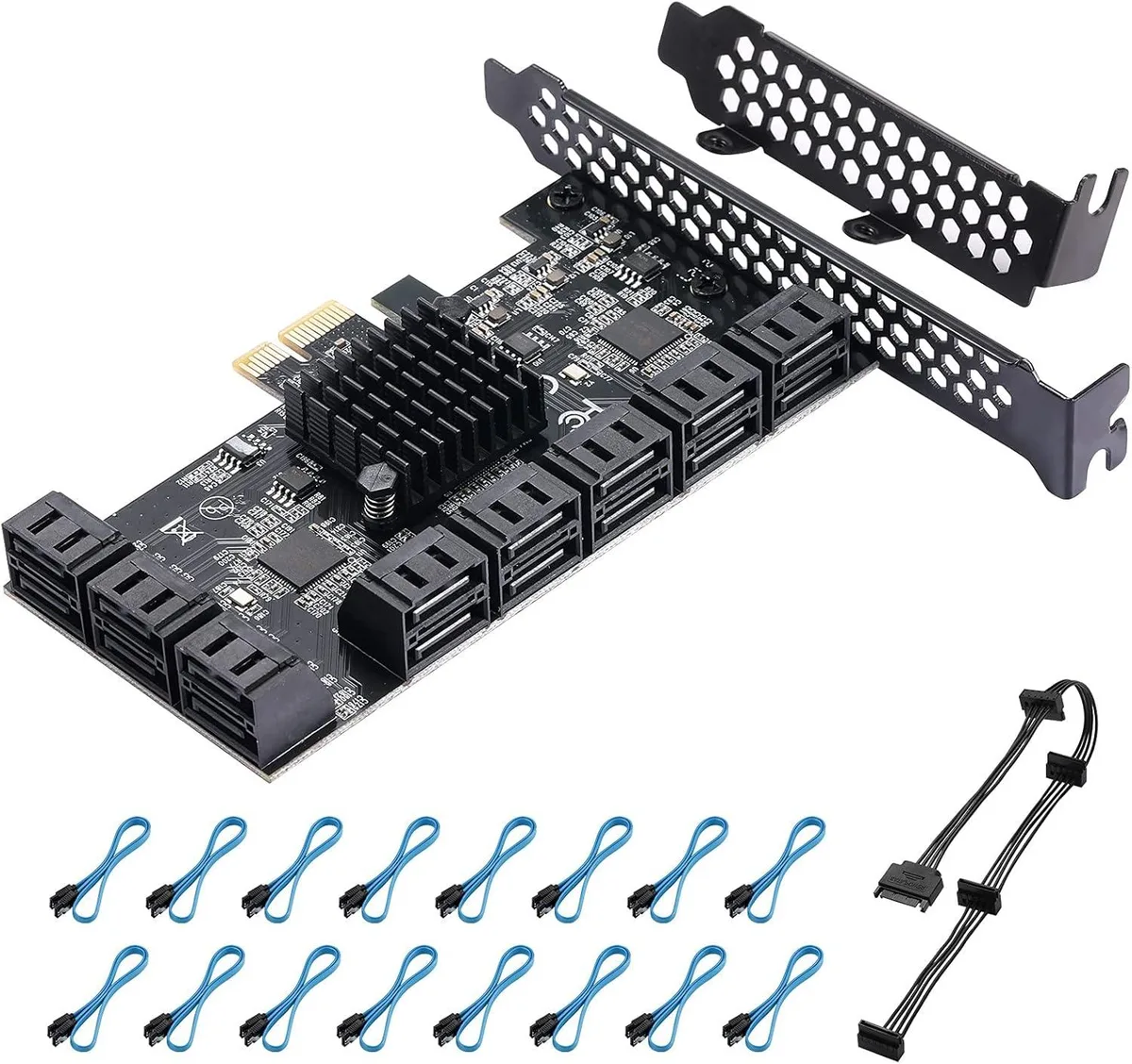 LSI LSI 16 Port SATA 3.0 Network Card JMB575 ASM1064 — product photo