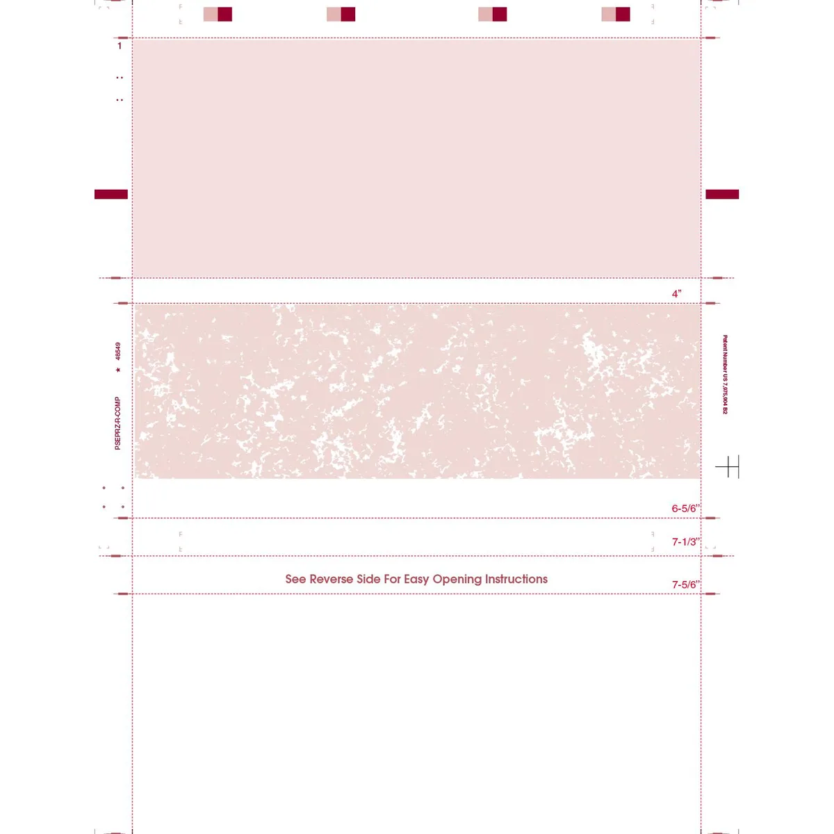 Red marble Z-fold pressure-seal check paper, box of 2000 sheets