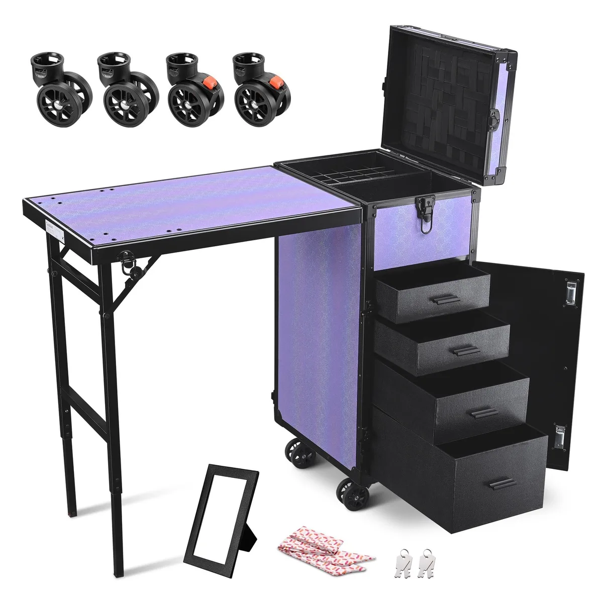 Byootique Byootique 12MKCSET-273536-FMN05 rolling luggage with foldable table, 4 drawers, 5 wheels — product photo
