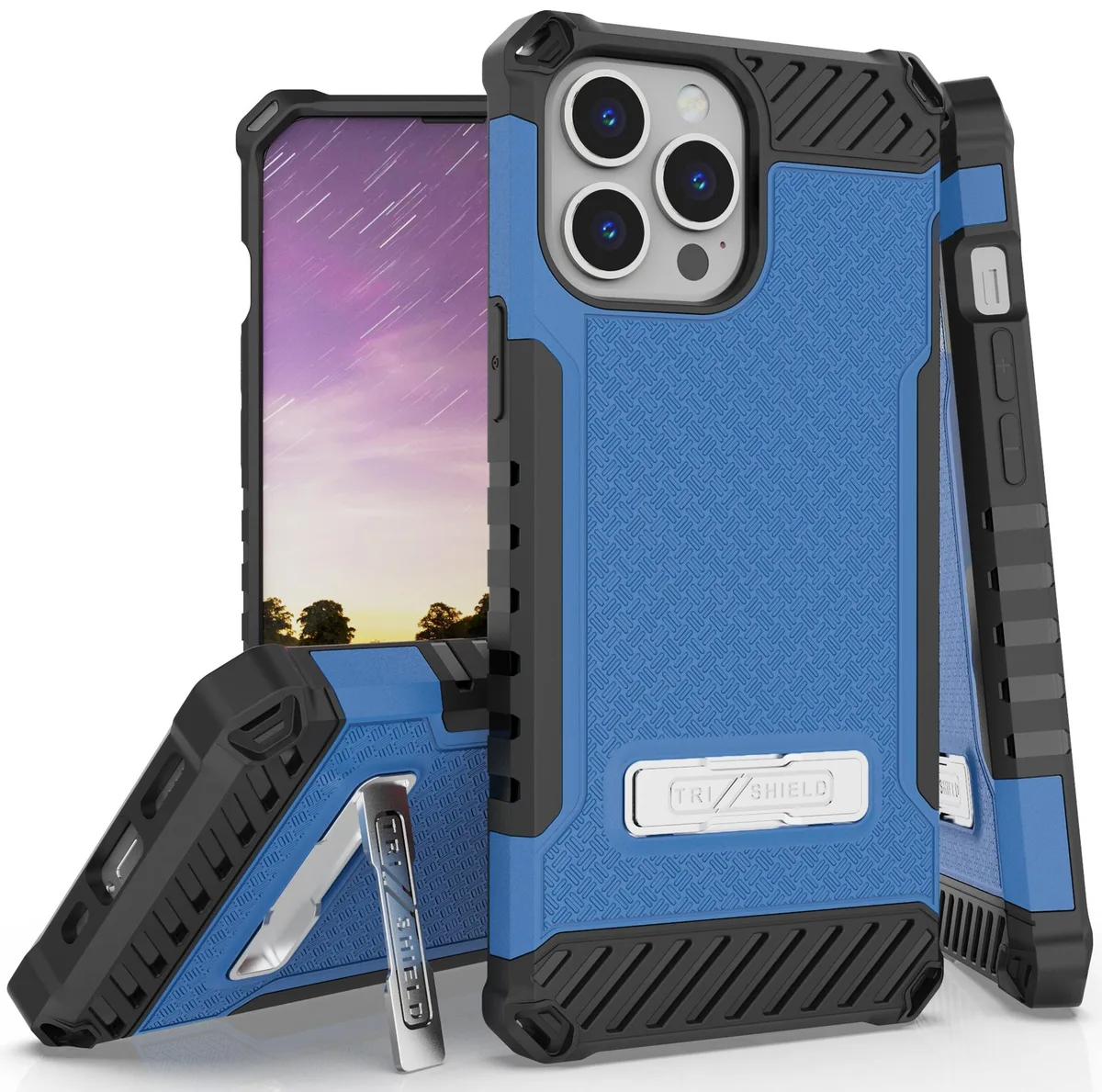 Nakedcellphone Nakedcellphone Tri-Shield Kickstand Case + Lanyard Strap Blue for iPhone 13 Pro Max — product photo