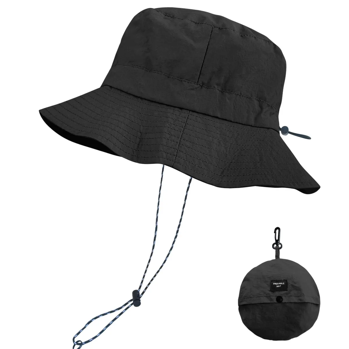  PFFY Packable Sun Bucket Hat Black 22.8-23.6in — product photo