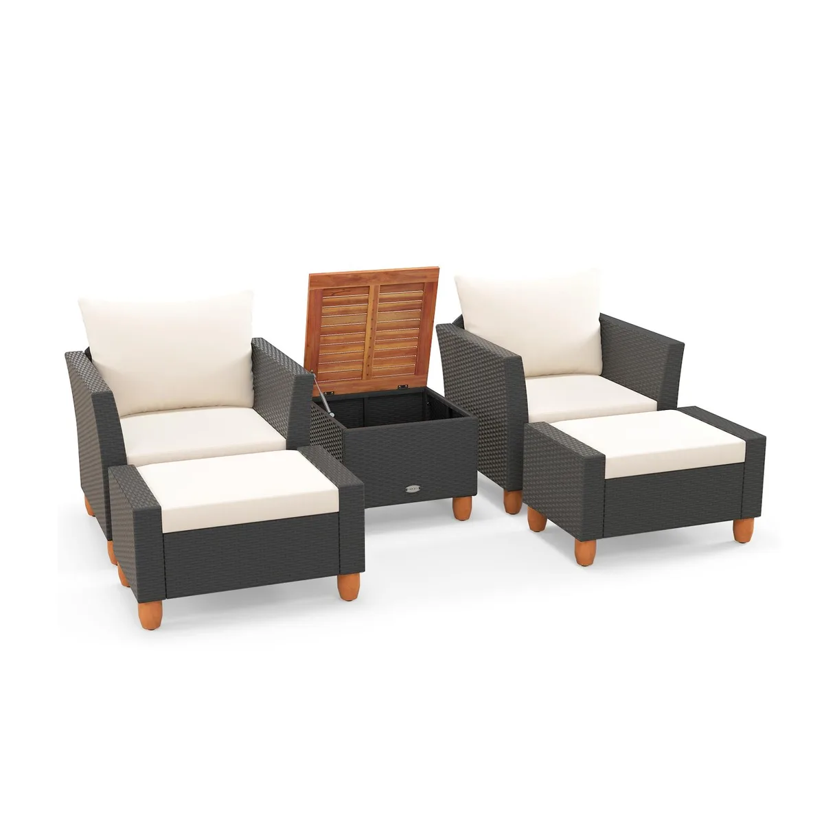 SlickBlue SlickBlue 5 Piece Patio Set Loveseat Armchairs White Black — product photo