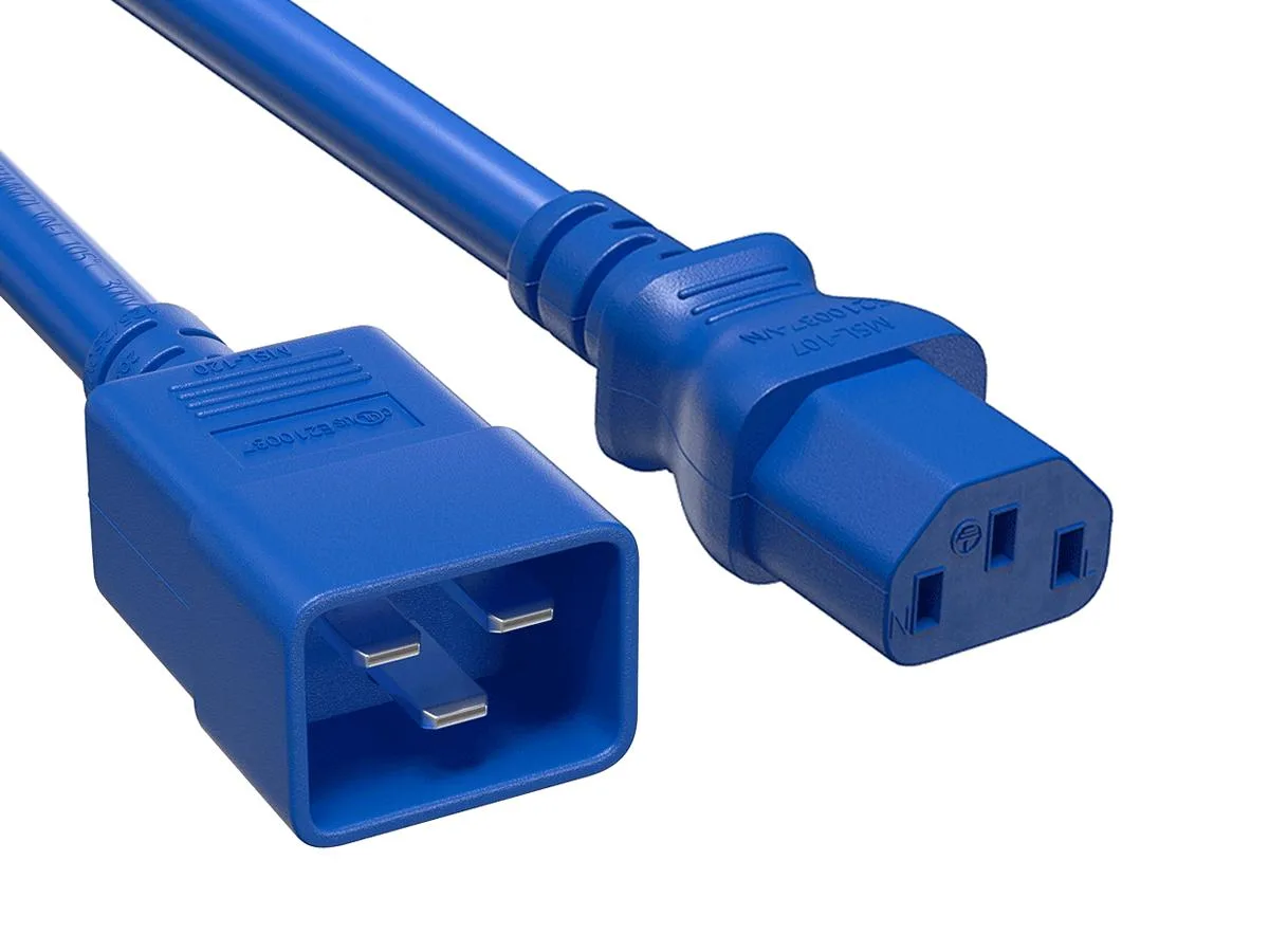 Cable Leader Cable Leader 8ft IEC C20 to C13 14AWG 15A 250V Blue Power Extension Cord — product photo